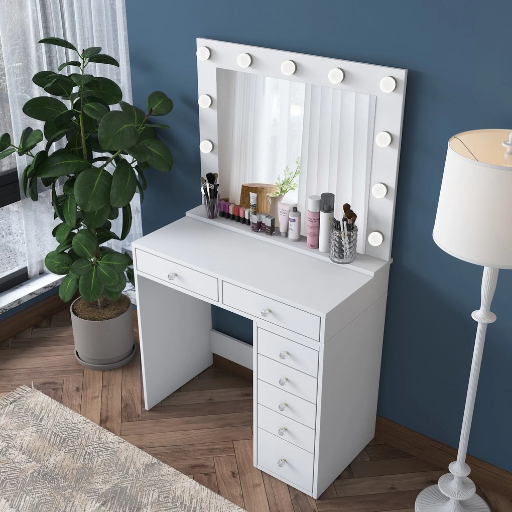 Toaletní stolek Melissa 03 s LED zrcadlem bílý