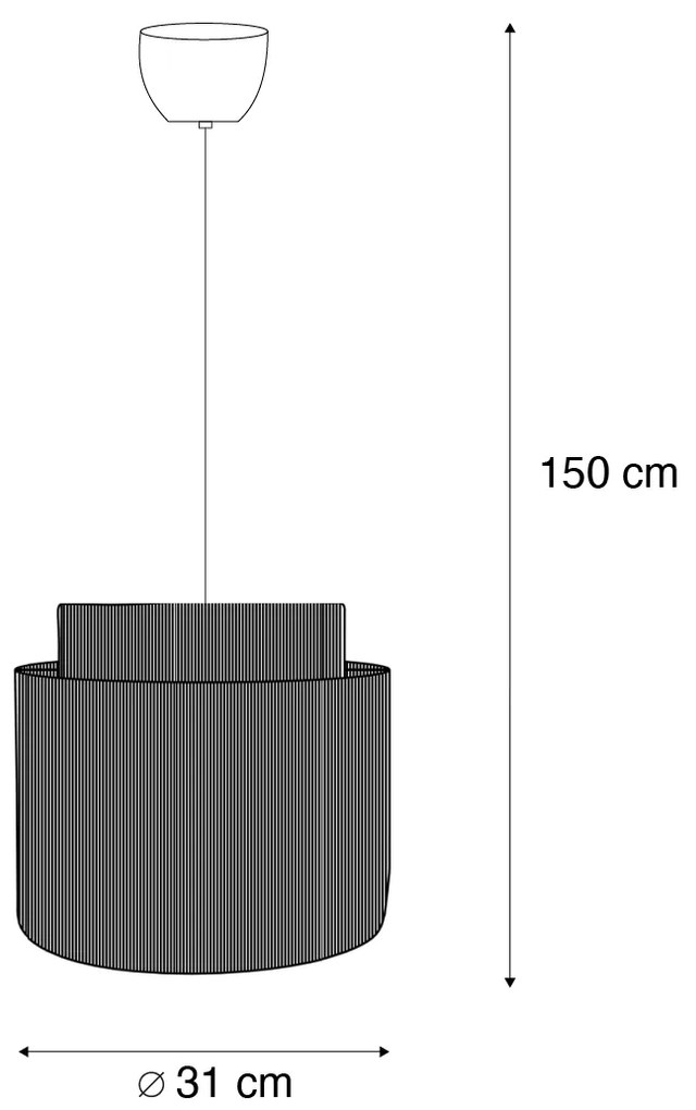 Japandi závesná lampa čierna s hnedým lanom 31cm - Smilla