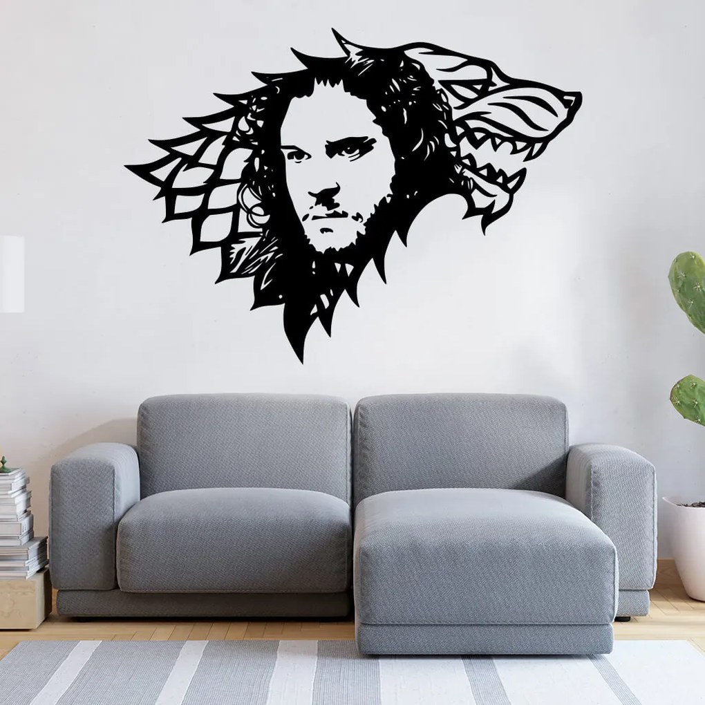 Veselá Stena Samolepka Jon Snow Hra o tróny Farba: bílá, Veľkosť: 80 x 58 cm