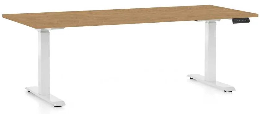 Výškovo nastaviteľný stôl OfficeTech C, 180 x 80 cm, biela podnož, dub kamenný