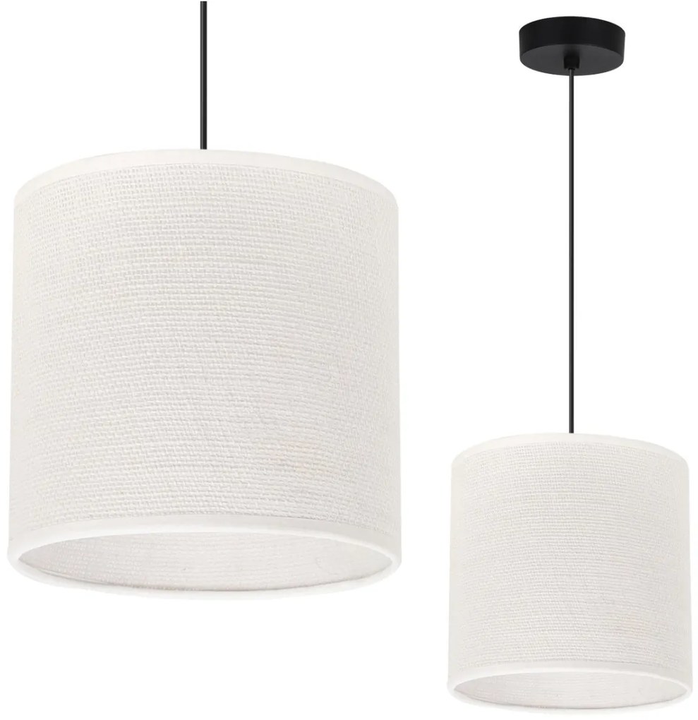 Závesné svietidlo Juta, 1x biele jutové tienidlo, (fi 15cm), b