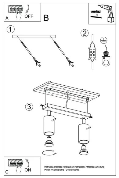 Sollux SL.0450 - Stropné bodové svietidlo RING 2xGU10/10W/230V