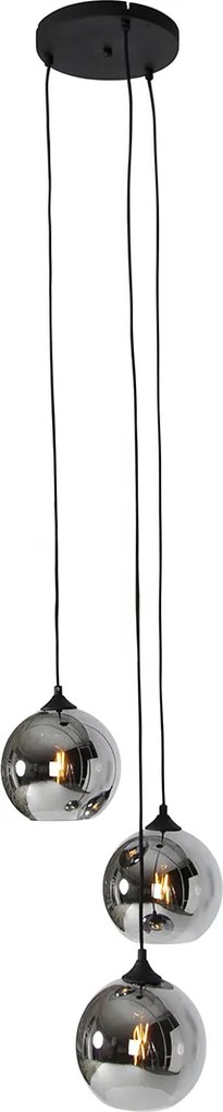 Inteligentné závesné svietidlo čierne s dymovým sklom vrátane 3 Wifi A60 - Wallace