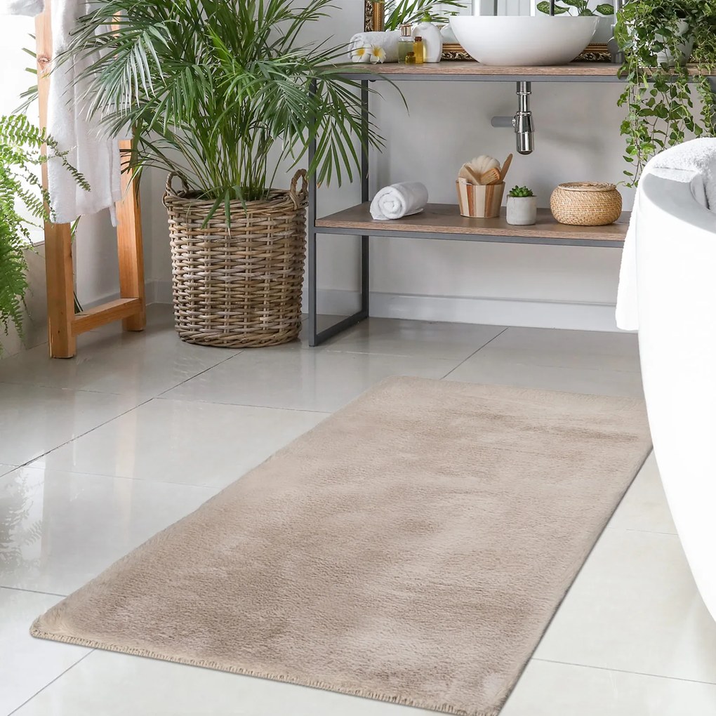Dekorstudio Kožušinový koberec do kúpeľne TOPIA mats - sivo-béžový Rozmer koberca: 40x60cm