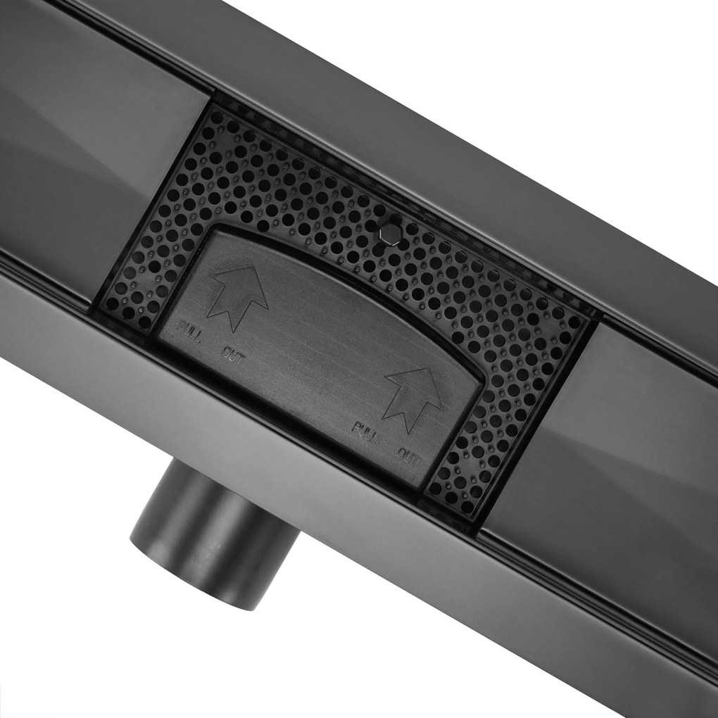 Rea Neox Black Matt, lineárny odtokový žľab 90cm, vzor 2v1, čierna matná, REA-G6603