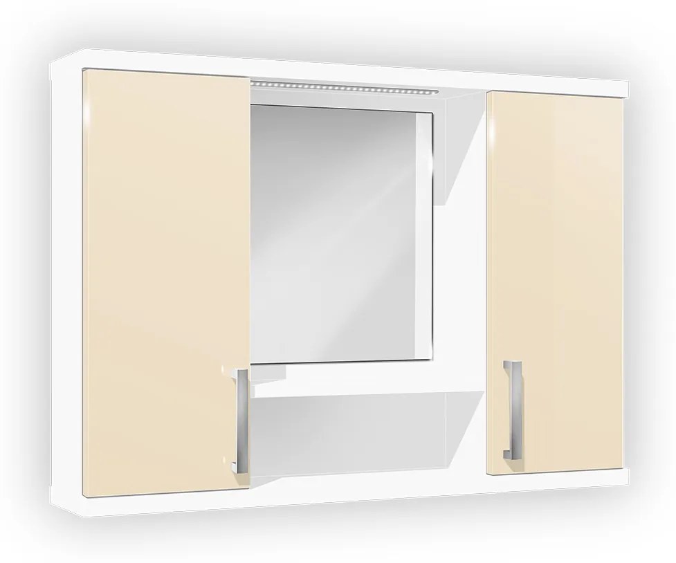 Závesná kúpeľňová skrinka so zrkadlom K11 farba korpusu: Agát, farba dvierok: Bielá lesk