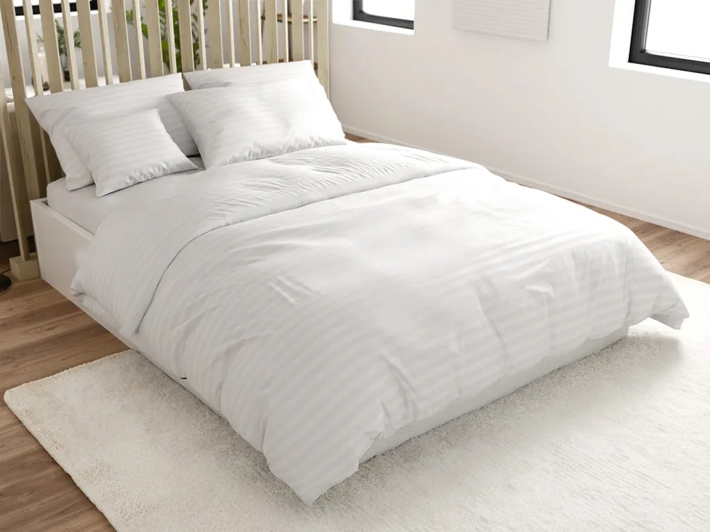 Hotelové obliečky z mikrovlákna JASMINE biele - prúžok 2 cm, hotelové vrecko Rozmer obliečky: 70 x 90 cm | 140 x 220 cm