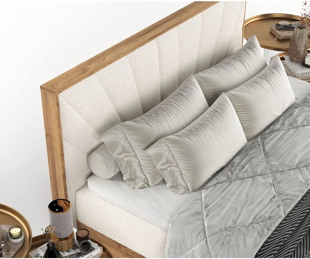 Boxspring posteľ s úložným priestorom v krémovo-prírodnej farbe 180x200 cm Asahi – Maison de Rêve
