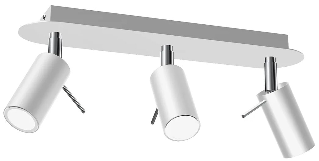 Bodové svietidlo Preston, 3x biele kovové tienidlo, w/ch