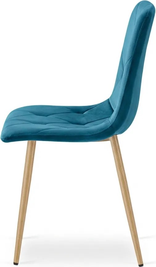 Tyrkysová zamatová jedálenská stolička LIBRA