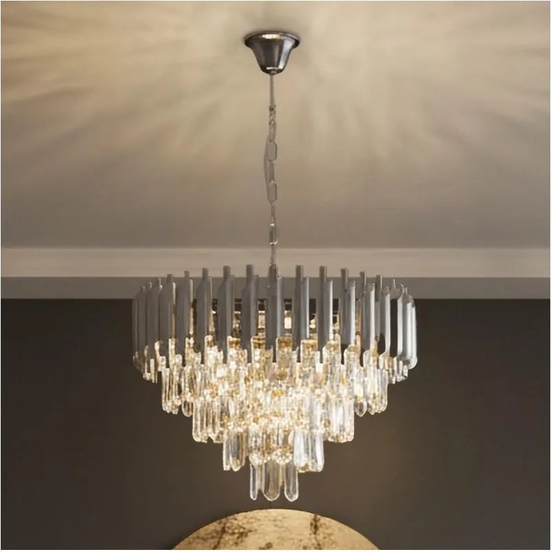 Brilagi - Luster na reťazi ECLIPSE 7xE14/10W/230V pr. 48 cm strieborný