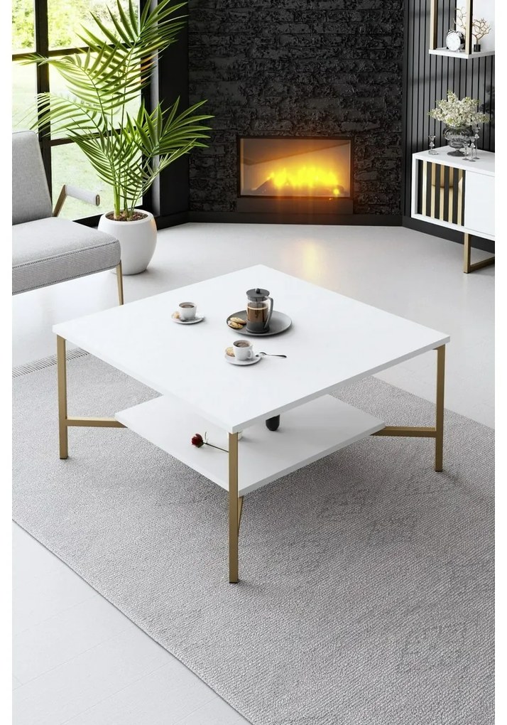 Konferenčný stolík Gold Line White