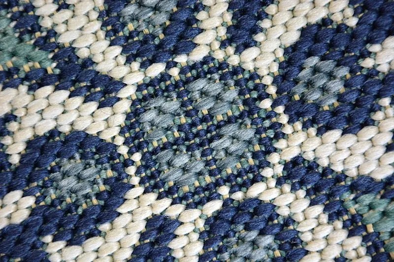 styldomova Šnúrkový koberec sizal color 19246/699 kvety modrý