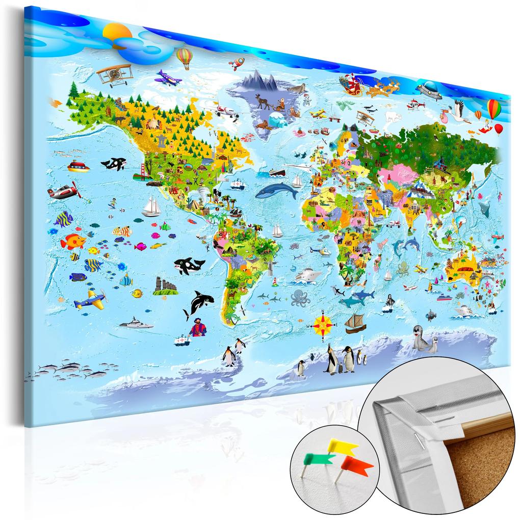 Artgeist Obraz na korku - Children's Map: Colourful Travels [Cork Map] Veľkosť: 60x40