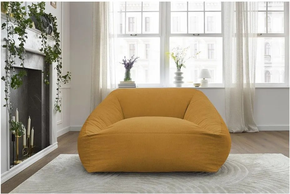 Žltý menčestrový sedací vak Lilibet – Bobochic Paris