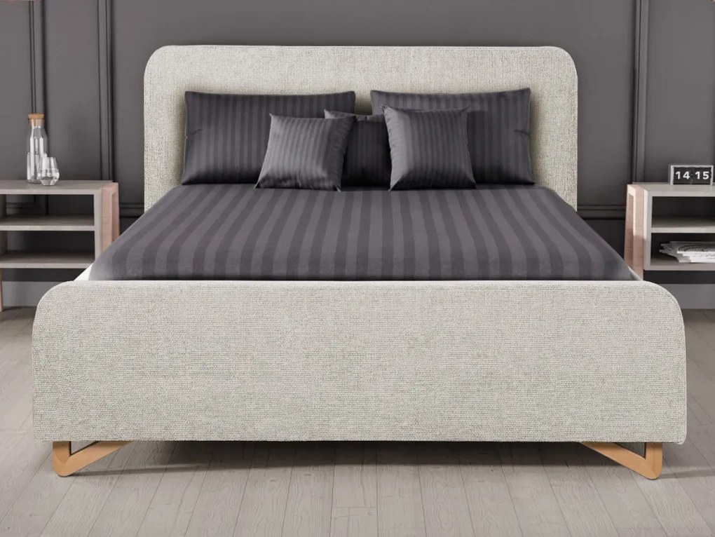Posteľ Flamingo 180x200 cm, šedo-béžová štruktúrovaná tkanina