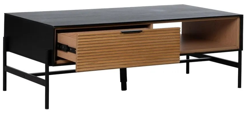 Konferenčný stolík v dekore jaseňa v čiernej a prírodnej farbe 60x124 cm Orleans – Ixia