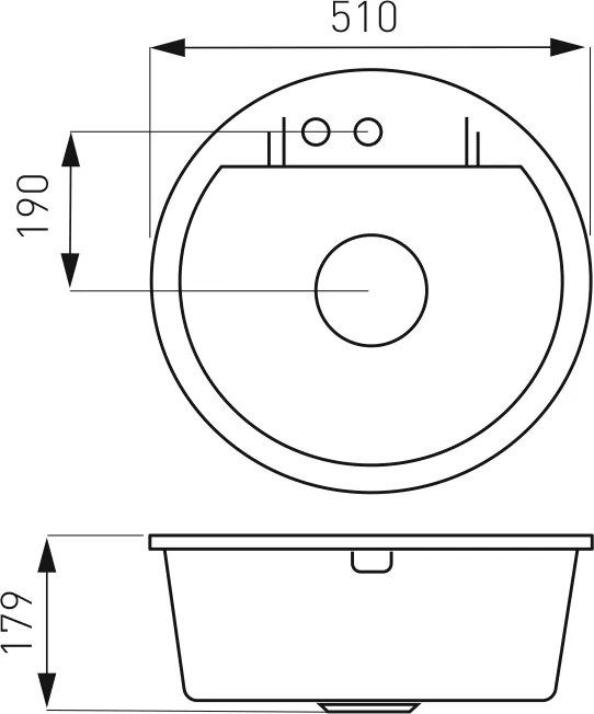 Novaservis Drezy - Granitový drez, priemer 510 mm, Piesková, DRGM1/51SA