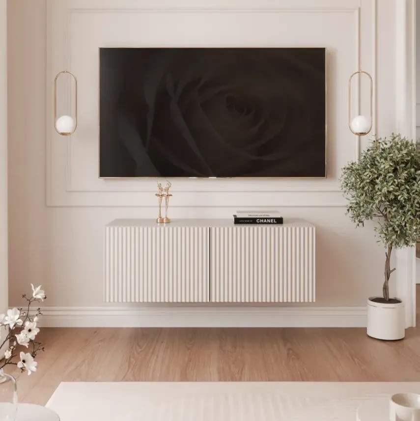 TV skrinka DOROTHY závesná 100cm kašmír drážkovaná