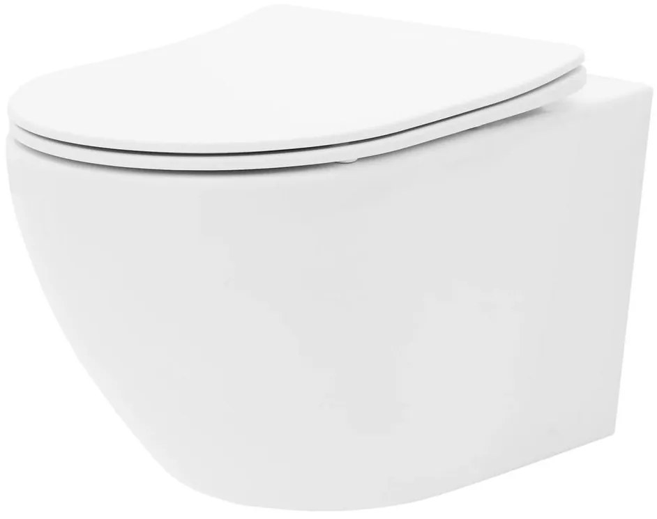 REA CARLO mini - rimless závesná WC misa 49x37 s pomaly-padajúcim sedátkom, biela, REA-C2760