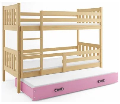 Detská posteľ CARINO s výsuvnou posteľou 80x190 cm - borovica Zelená