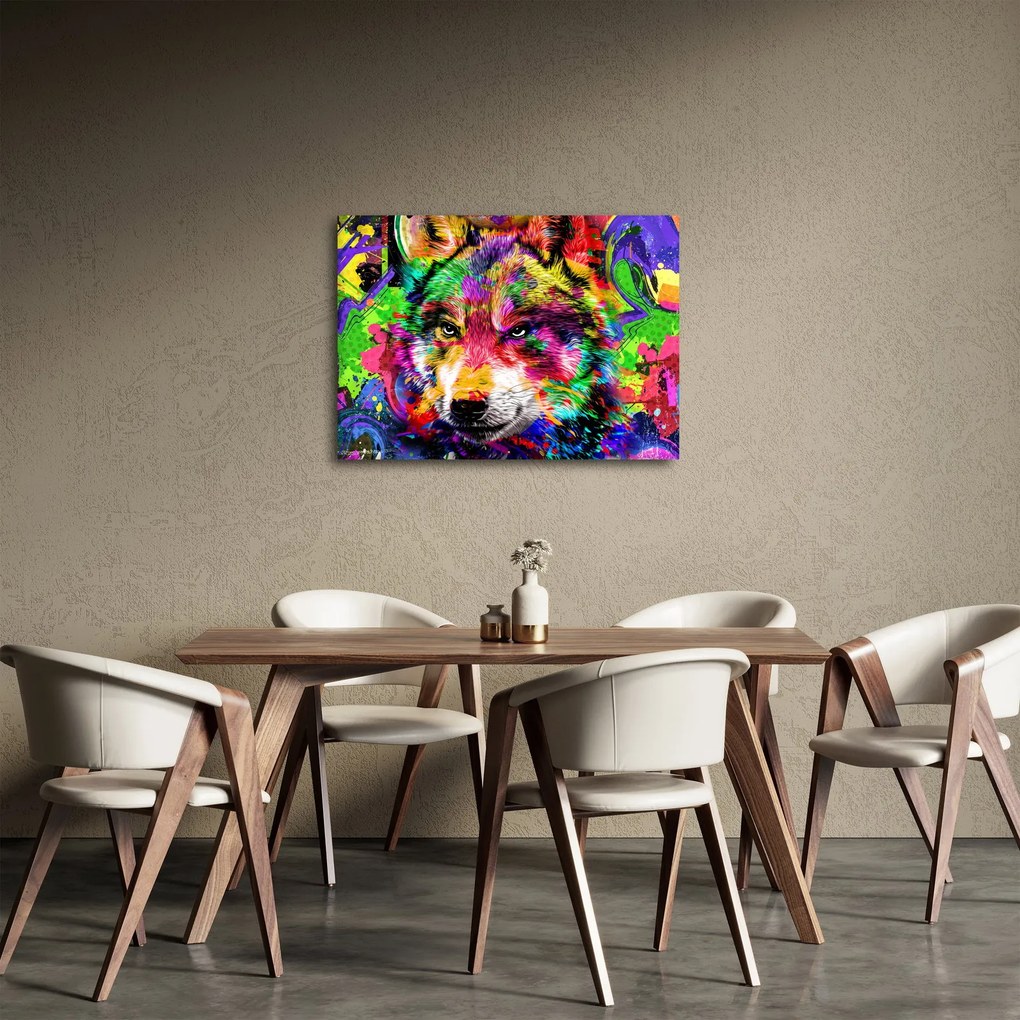Obraz - Vlk s graffiti (70x50 cm)