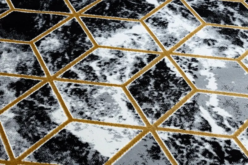 Kusový koberec Gloss 409A 82 3D cubes black/gold/grey, 240x330, čiernobiela, kancelária, Dywany Łuszczów