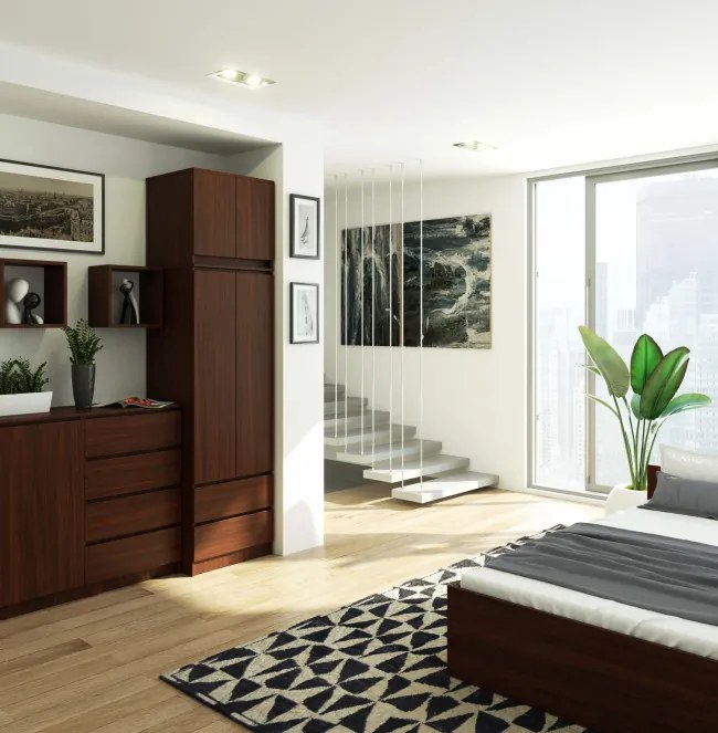 Skriňa s nadstavcom S 60 cm 2D 2SZ CLP wenge