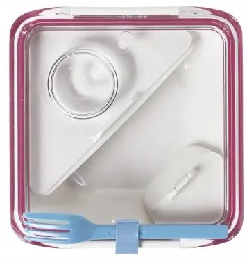 Lunch box BLACK-BLUM Appetit, 880ml, biely / ružový, modrá vidlička