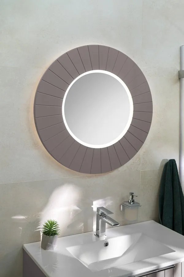 Sapho Sapho, LUMIRO STRIP guľaté zrkadlo s LED osvetlením v ráme, priemer 75cm, biela mat, LR750-3131S