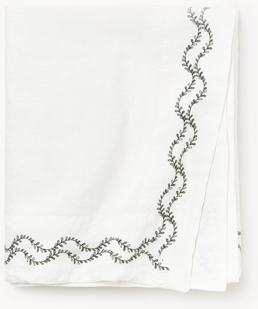 Obrus z vypraného ľanu's ručnou výšivkou Ivy