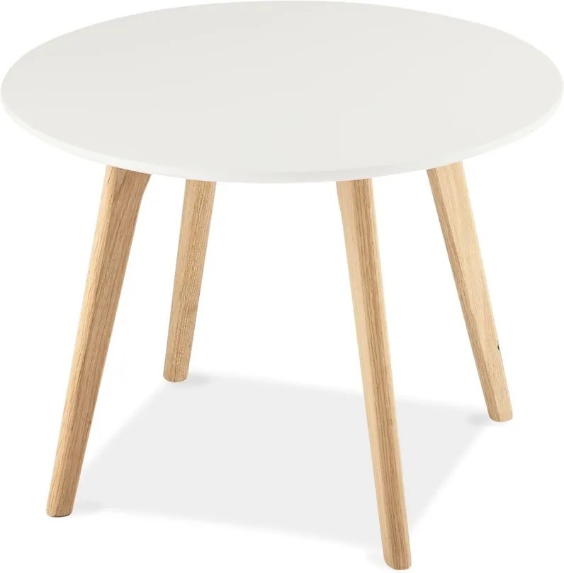 Biely konferenčný stolík s nohami z dubového dreva Furnhouse Life, Ø 60 cm
