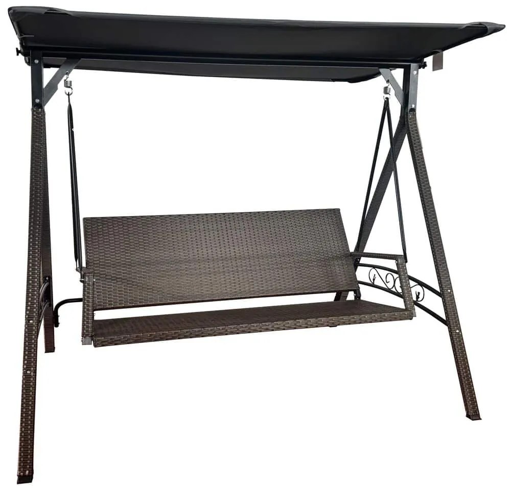 RATTAN záhradná hojdačka hnedá