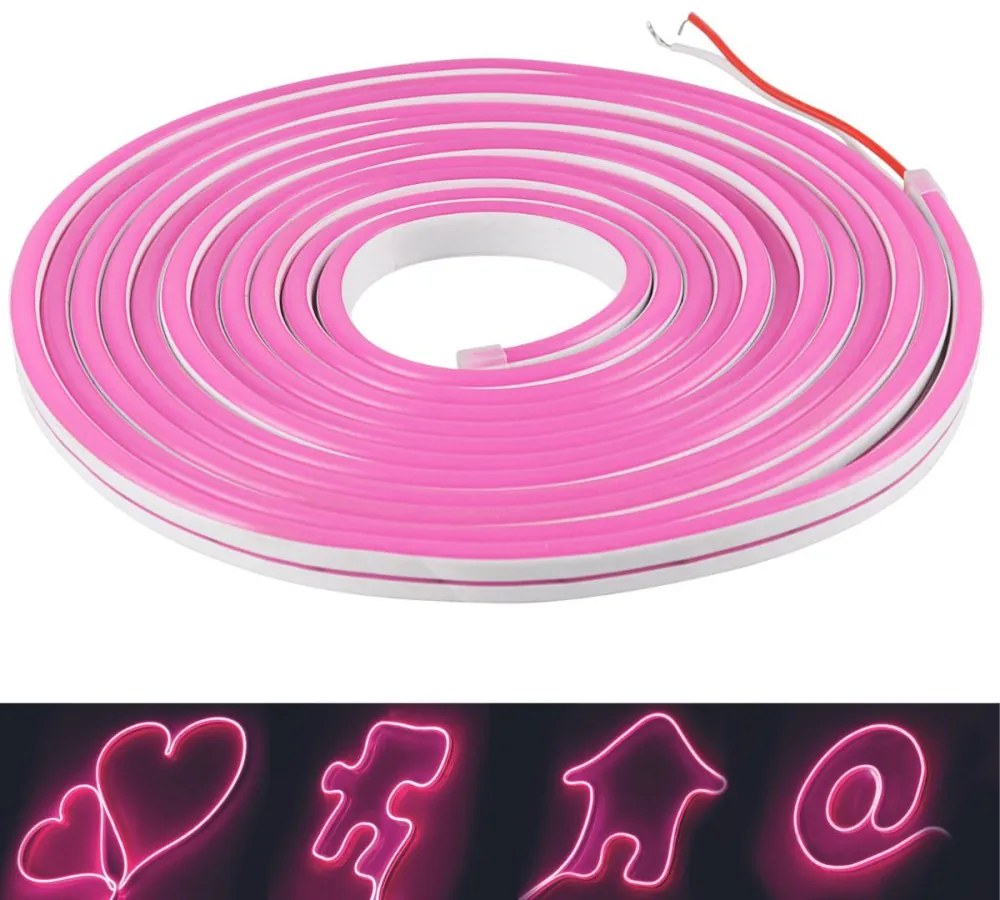 NEON pásik Flexibilný LED pásik 12V 27W ružový IP65 12mm 5m