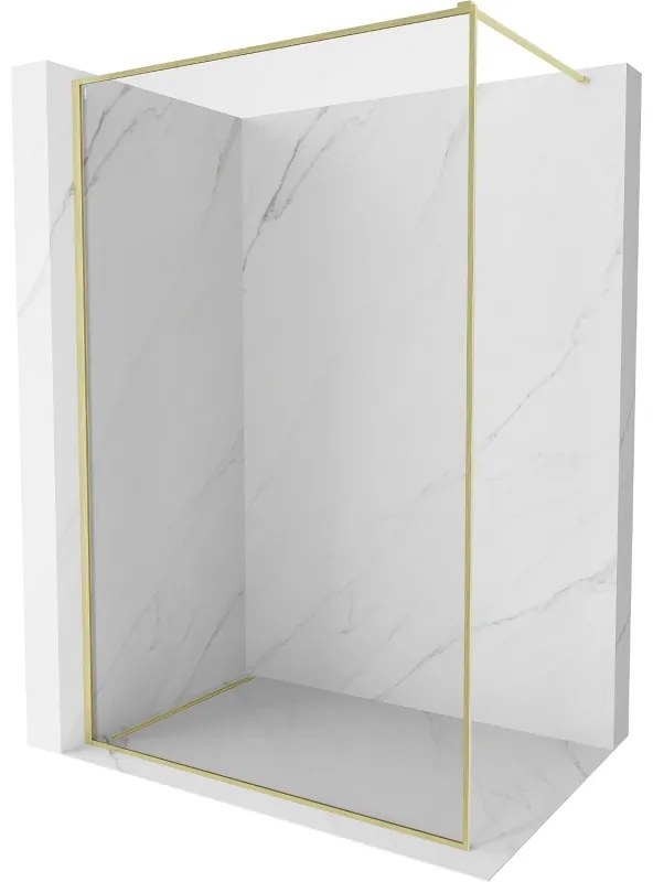 Mexen Kioto-F, sprchová zástena s rámom 70 x 202 cm, 8 mm číre sklo, zlatý matný profil, 800-070-104-55-00