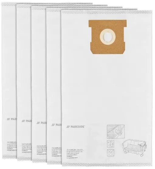 Parkside®  Aku vysávač na mokré a suché vysávanie – bez akumulátora + Filtračné vrecká z netkanej textílie do vysávača, 5 kusov  (800010633)