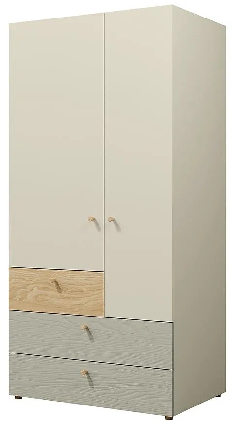 Skriňa Yuki 2 Eukalyptus/Sivá Béžová/Olejovaný Dub