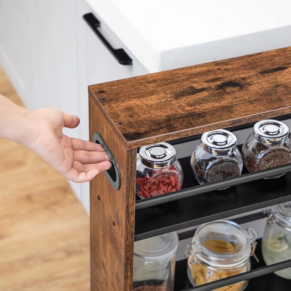 Pojízdný kuchyňský regál Vasagle Tonari 45 cm černý/hnědý