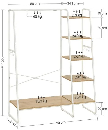 Stojanový vešiak LINEA biela/hnedá