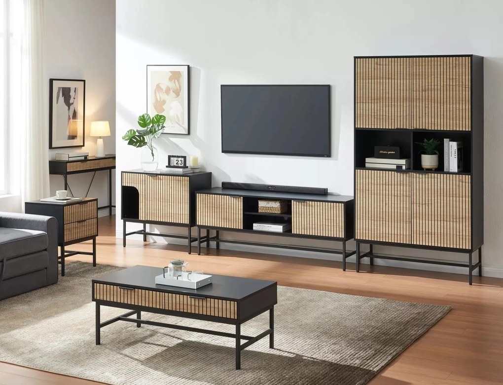 Komoda Mago 75 cm dub přírodní/černý mat