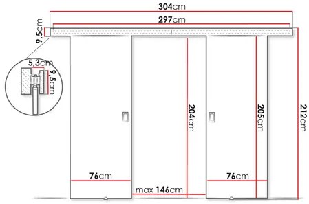Posuvné dvere Jowenton Duo 152 (jaseň tmavý) . Vlastná spoľahlivá doprava až k Vám domov. 1104647