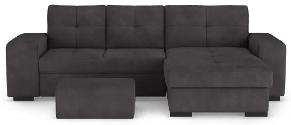 Rozkladacia sedačka s úložným priestorom a taburetom PALERMO čierna pravá