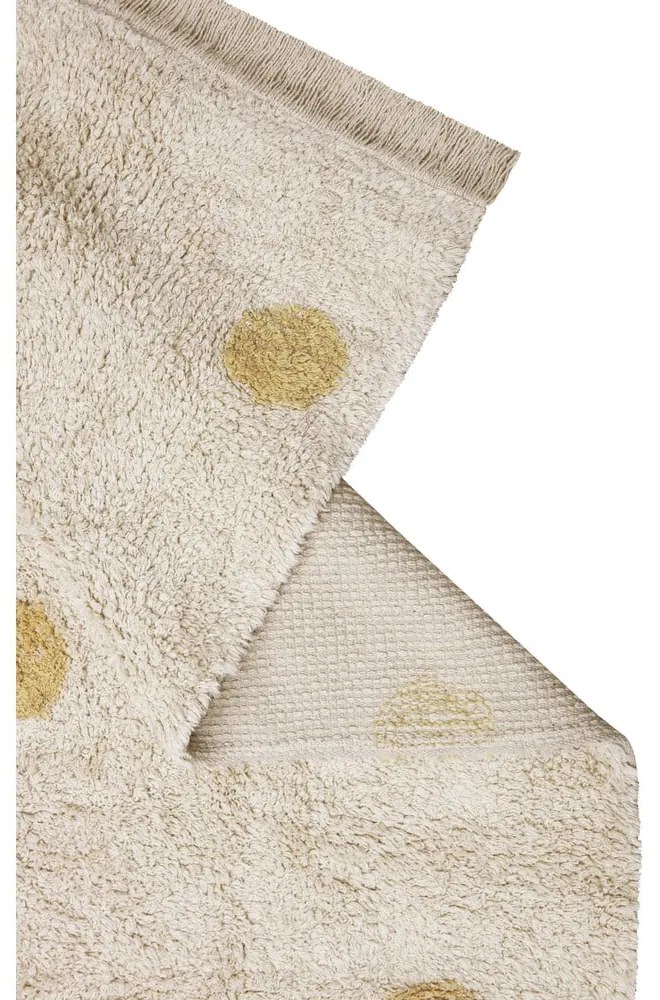 Okrovožltý krémový prateľný ručne tkaný bavlnený detský koberec 120x160 cm Hippy Dots Honey – Lorena Canals