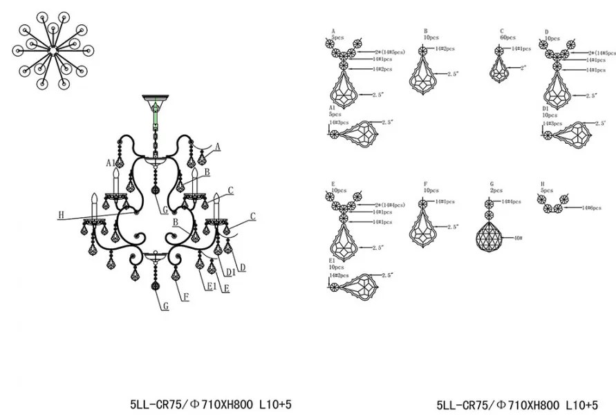 Krištáľové svietidlo luster Ø71*80