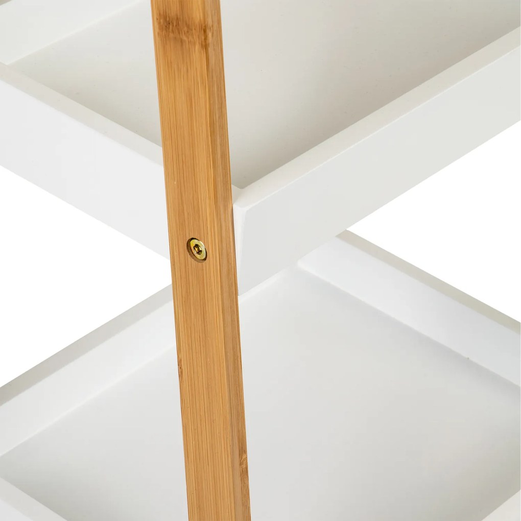 ModernHome Biela knižnica s bambusovým rámom - 3 police