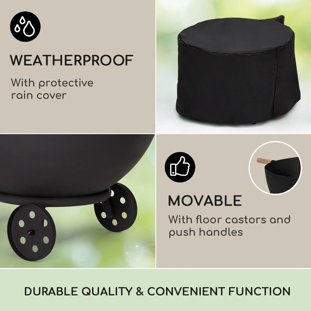 Blumfeldt Fireball Egon, ohnisko, oceľ, do záhrady alebo na terasu, Ø 66 cm, kryt na gril