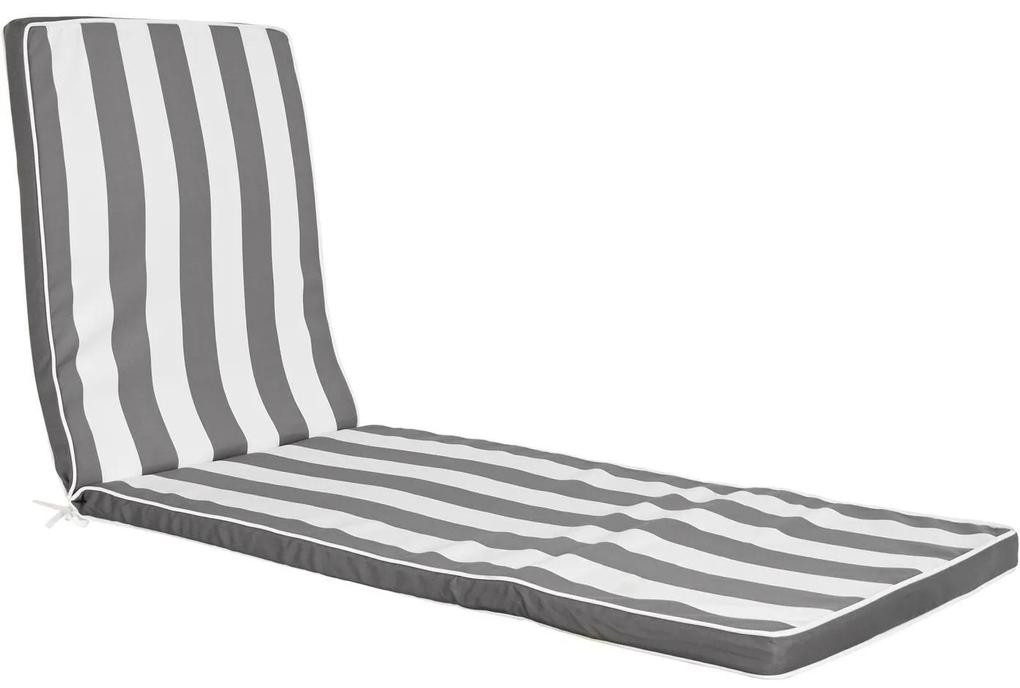 Poduška na lehátko „Stripes Grey", 190 x 60 x 5 cm