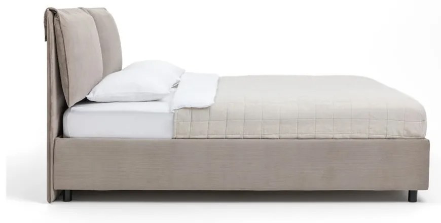 Čalúnená dvojlôžková posteľ taupe s úložným priestorom s matracom/s roštom 160x200 cm Myra Pillow – Bonami Selection