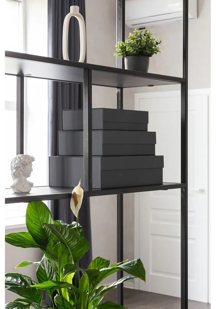 Tmavosivé kartónové úložné boxy v súprave 3 ks s vekom 42,5x29,5x13 cm Kian Paper Laminate – Bigso