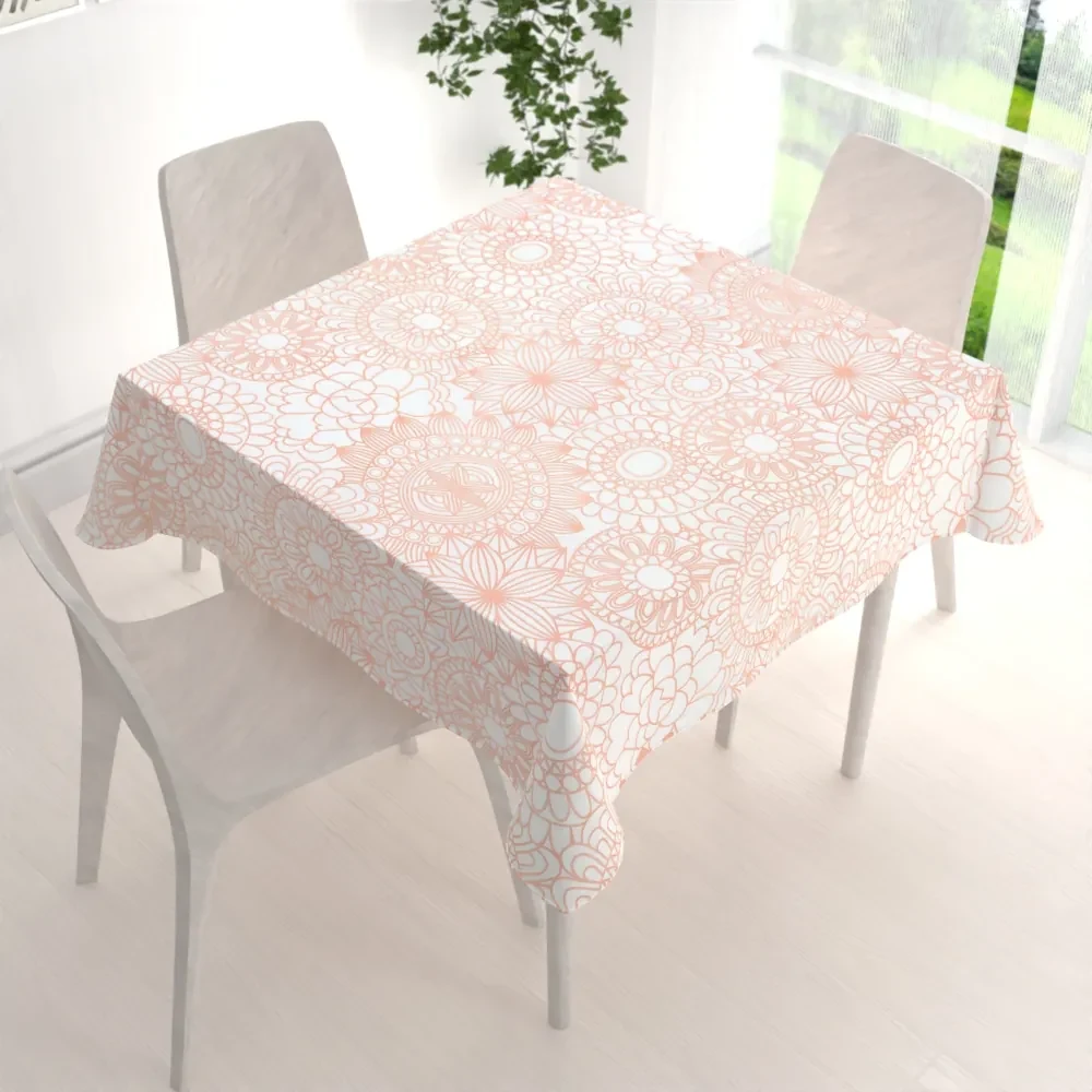 Biante Bavlnený štvorcový obrus Sandra SA-275 Svetlo lososové mandaly na bielom 60x60 cm